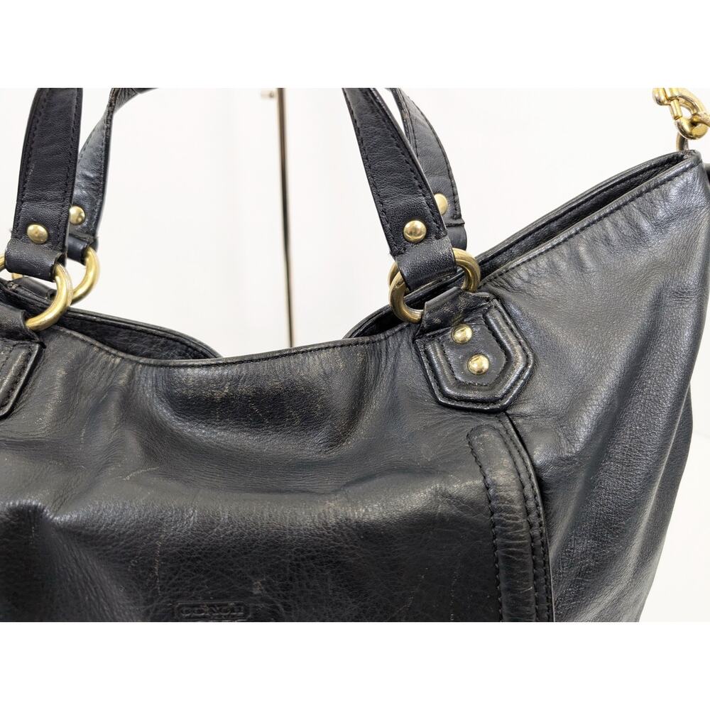 Coach Izzy Leather Carryall Satchel Bag Black Double Handle Purse F24683 - Picture 3 of 16